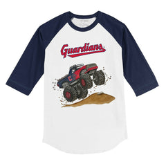 Cleveland Guardians Tiny Turnip Youth Monster Truck 3/4-Sleeve Raglan T-Shirt - White/Navy T-shirts