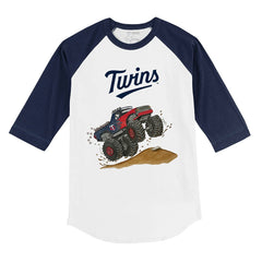 Minnesota Twins Tiny Turnip Youth Monster Truck 3/4-Sleeve Raglan T-Shirt - White/Navy T-shirts