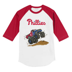 Philadelphia Phillies Tiny Turnip Youth Monster Truck 3/4-Sleeve Raglan T-Shirt - White/Red T-shirts