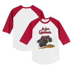 St. Louis Cardinals Tiny Turnip Youth Monster Truck 3/4-Sleeve Raglan T-Shirt - White/Red T-shirts
