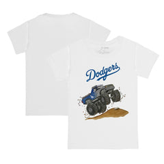 Los Angeles Dodgers Tiny Turnip Youth Monster Truck T-Shirt - White T-shirts