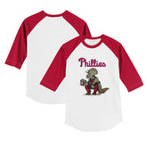 Philadelphia Phillies Tiny Turnip Youth Triceratops 3/4-Sleeve Raglan T-Shirt - White/Red T-shirts
