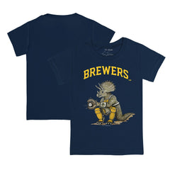 Milwaukee Brewers Tiny Turnip Youth Triceratops T-Shirt - Navy T-shirts