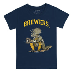 Milwaukee Brewers Tiny Turnip Youth Triceratops T-Shirt - Navy T-shirts