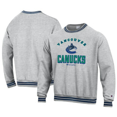 NHL Vancouver Canucks Champion Reverse Weave Yarn Dye Pullover Sweatshirt - Heather Gray