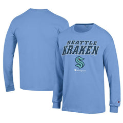 NHL Seattle Kraken Champion Long-Sleeve Jersey T-Shirt - Light Blue