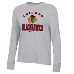 NHL Chicago Blackhawks Champion Women's Core Long Sleeve T-Shirt - Heather Gray