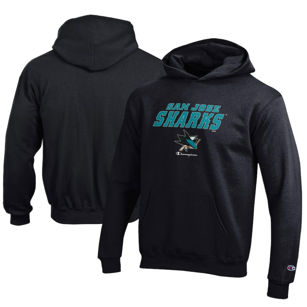 NHL San Jose Sharks Champion Youth Eco Powerblend Pullover Hoodie - Black