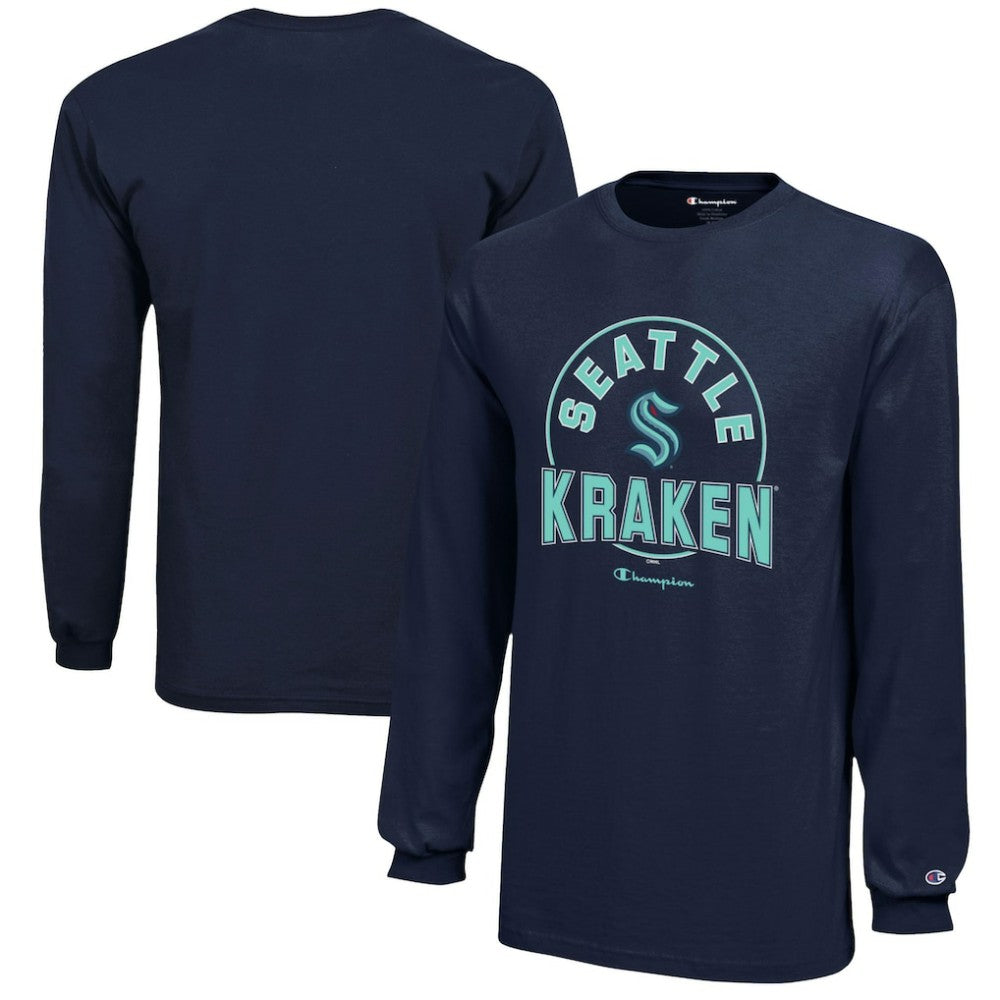 NHL Seattle Kraken Champion Youth Long-Sleeve Jersey T-Shirt - Deep Sea Blue
