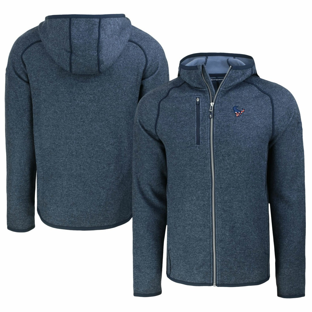 Houston Texans Cutter & Buck Americana Mainsail Full-Zip Hooded Jacket Heather Navy