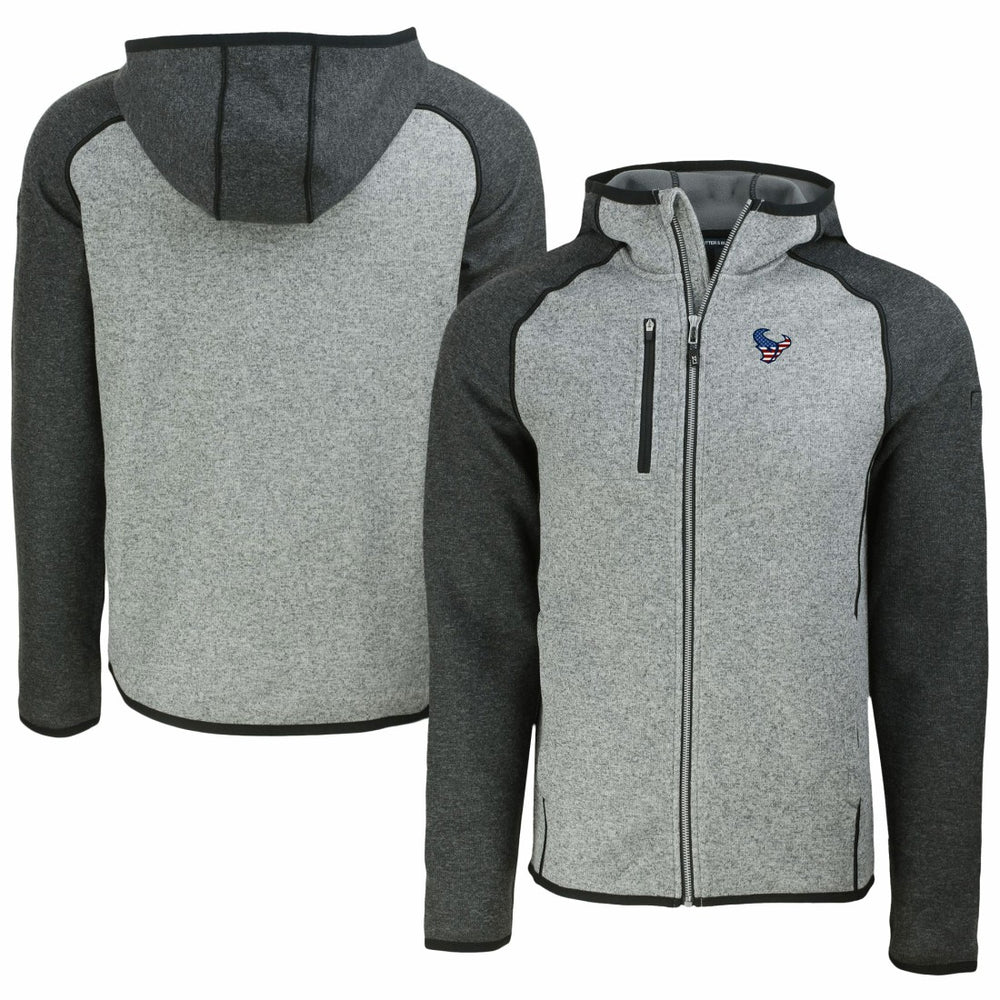 Houston Texans Cutter & Buck Americana Mainsail Full-Zip Hooded Jacket Heather Gray/Heather Charcoal