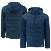 Washington Commanders Cutter & Buck Big & Tall Americana Evoke Hybrid Eco Softshell Recycled Full-Zip Hooded Jacket Navy