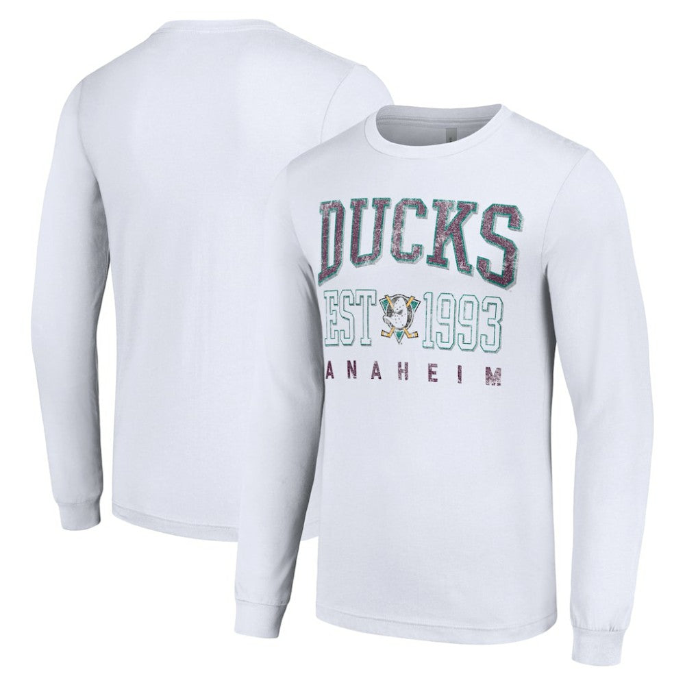 NHL Anaheim Ducks Starter Retro Graphic Long Sleeve Crew T-Shirt - White