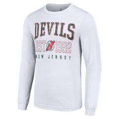 NHL New Jersey Devils Starter Retro Graphic Long Sleeve Crew T-Shirt - White