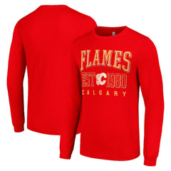 NHL Calgary Flames Starter Retro Graphic Long Sleeve Crew T-Shirt - Red