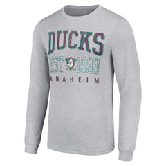 NHL Anaheim Ducks Starter Retro Graphic Long Sleeve Crew T-Shirt - Heather Gray