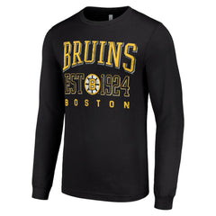 NHL Boston Bruins Starter Retro Graphic Long Sleeve Crew T-Shirt - Black