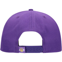 Los Angeles Lakers Oversized Puff Print Logo Golfer Snapback Hat Purple