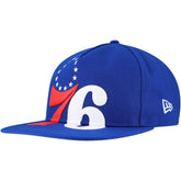 Philadelphia 76ers Oversized Puff Print Logo Golfer Snapback Hat Royal