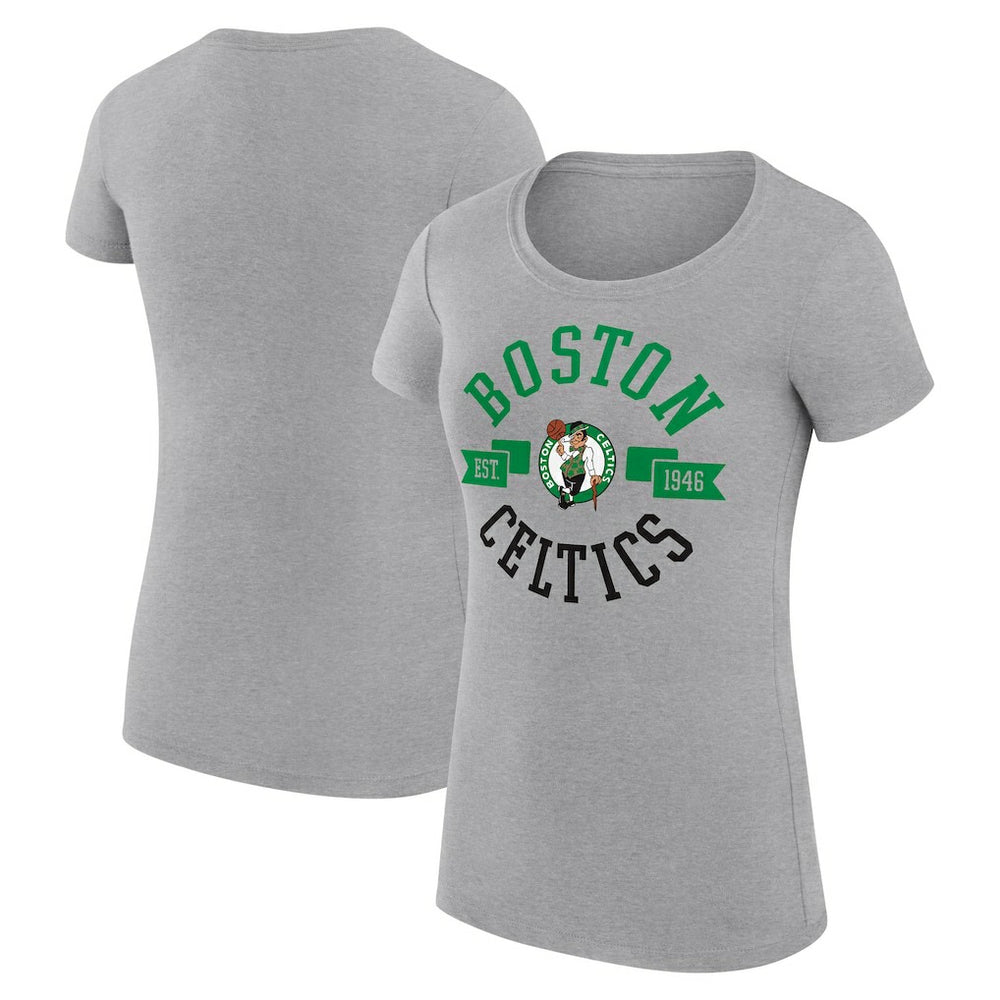 Boston Celtics G-III 4Her by Carl Banks Women's Super-Slim Fit Lightweight Large City Logo T-Shirt Heather Gray