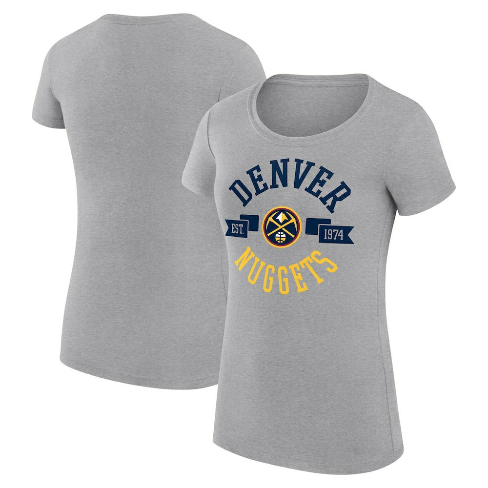 Denver Nuggets G-III 4Her by Carl Banks Women's Super-Slim Fit Lightweight Large City Logo T-Shirt Heather Gray