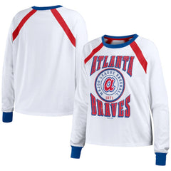 Atlanta Braves WEAR by Erin Andrews Women's Raglan Long Sleeve T-Shirt - White T-shirts