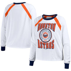 Houston Astros WEAR by Erin Andrews Women's Raglan Long Sleeve T-Shirt - White T-shirts