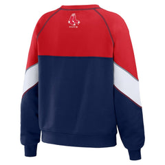 Boston Red Sox WEAR by Erin Andrews Women's Color Block Crew Neck Pullover Sweatshirt - Red/Navy Pullover