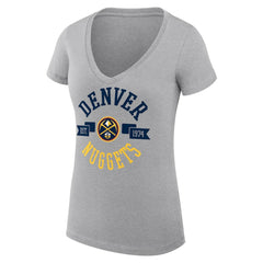 Denver Nuggets G-III 4Her by Carl Banks Women's Super-Slim Fit Lightweight Large City Logo V-Neck T-Shirt Heather Gray