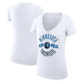 Minnesota Timberwolves G-III 4Her by Carl Banks Women's Super-Slim Fit Lightweight Large City Logo V-Neck T-Shirt White