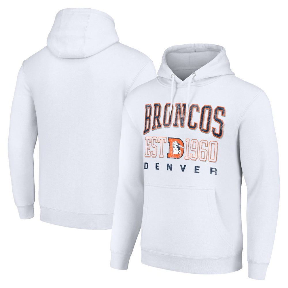 Denver Broncos Starter Unisex Throwback Logo Pullover Hoodie White
