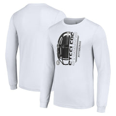 Pittsburgh Steelers Starter Half Helmet Logo Long Sleeve T-Shirt White