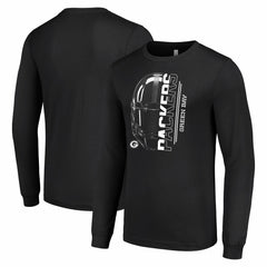 Green Bay Packers Starter Half Helmet Logo Long Sleeve T-Shirt Black