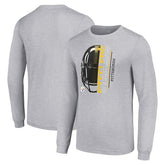 Pittsburgh Steelers Starter Half Helmet Logo Long Sleeve Heathered T-Shirt Heather Gray