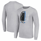 Detroit Lions Starter Half Helmet Logo Long Sleeve Heathered T-Shirt Heather Gray