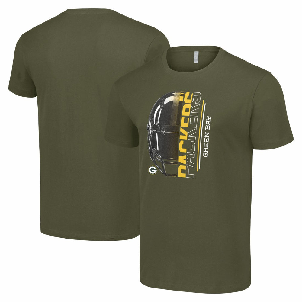 Green Bay Packers Starter Half Helmet Logo T-Shirt Olive