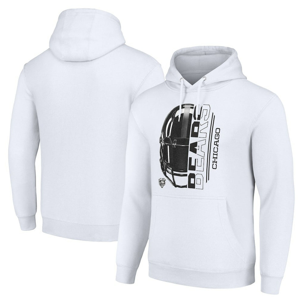 Chicago Bears Starter Unisex Half Helmet Logo Pullover Hoodie White