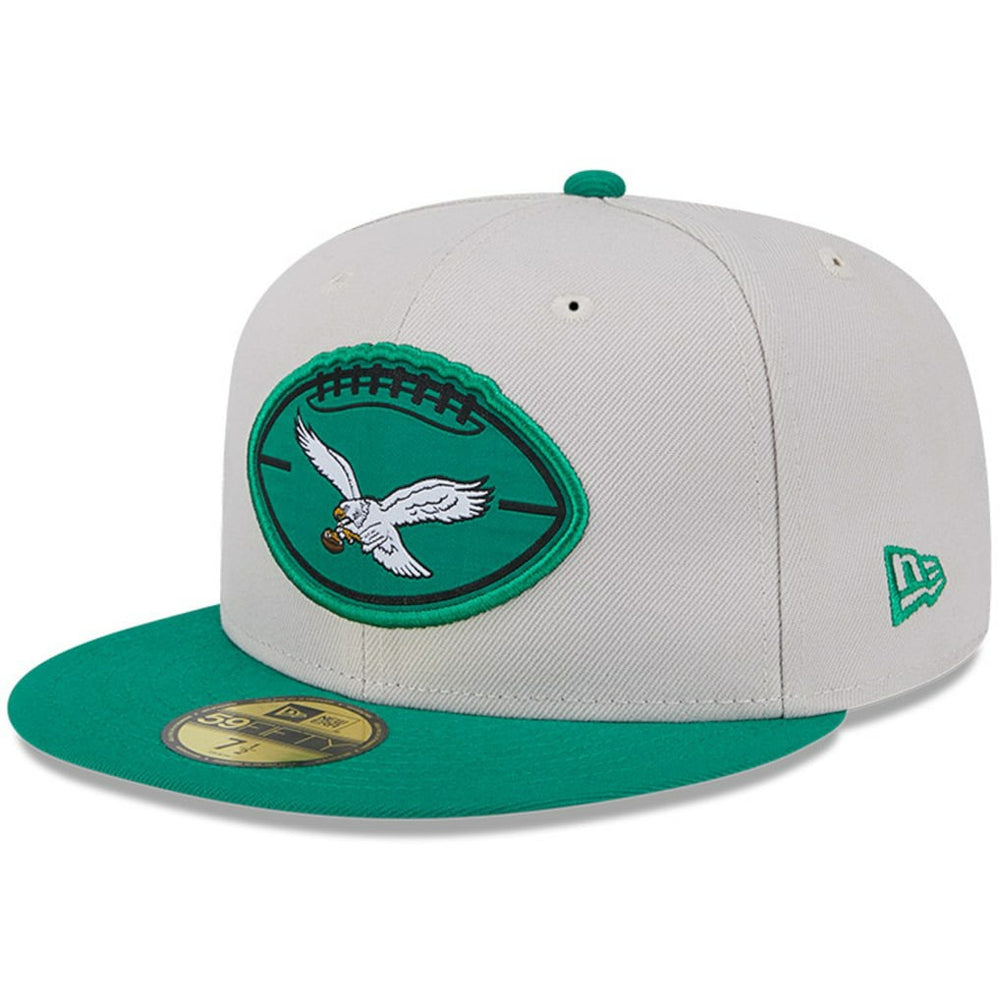 Philadelphia Eagles New Era 2024 Sideline Historic 59FIFTY Fitted Hat Stone/Kelly Green