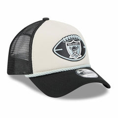 Las Vegas Raiders New Era 2024 Sideline Historic 9FORTY A-Frame Trucker Adjustable Hat Stone/Black