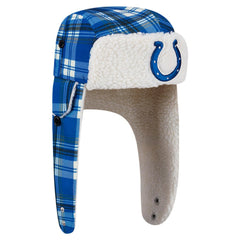 Indianapolis Colts New Era Sideline Plaid Sherpa Trapper Hat Royal