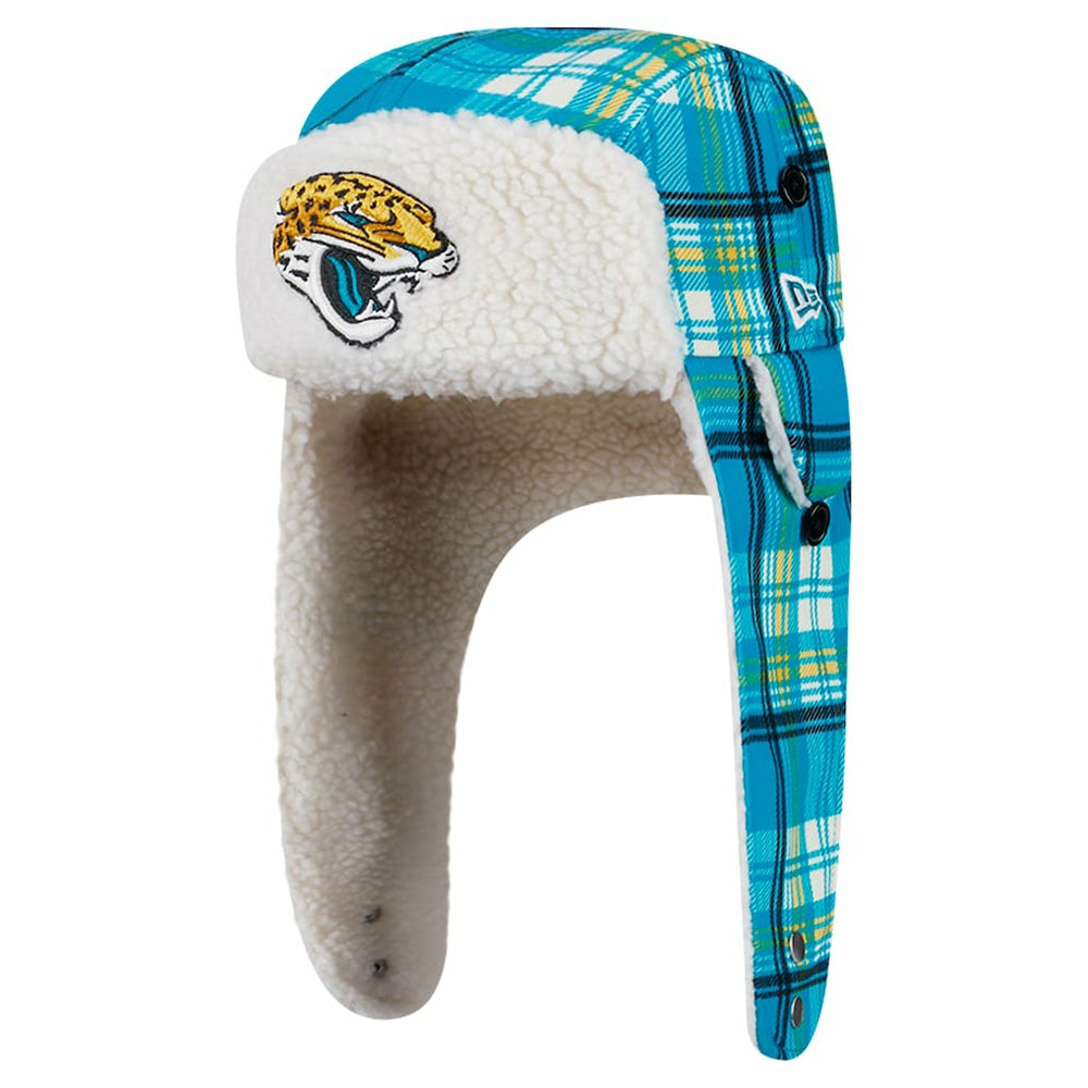 Jacksonville Jaguars New Era Sideline Plaid Sherpa Trapper Hat Teal