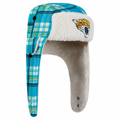 Jacksonville Jaguars New Era Sideline Plaid Sherpa Trapper Hat Teal