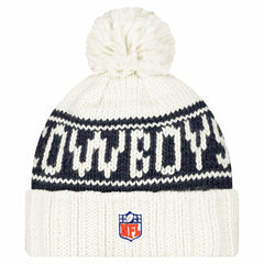 Dallas Cowboys New Era Women's 2024 Sideline Cuffed Knit Hat with Pom White
