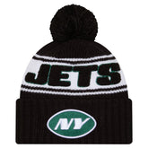 New York Jets New Era Youth 2024/25 Sideline Cuffed Knit Hat with Pom Black