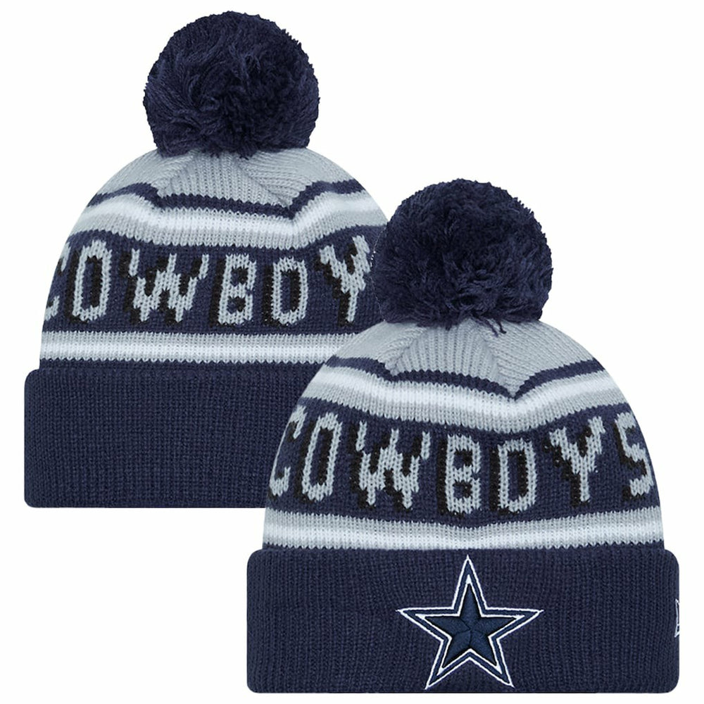 Dallas Cowboys New Era Preschool Main Wordmark Cuffed Knit Hat with Pom Navy