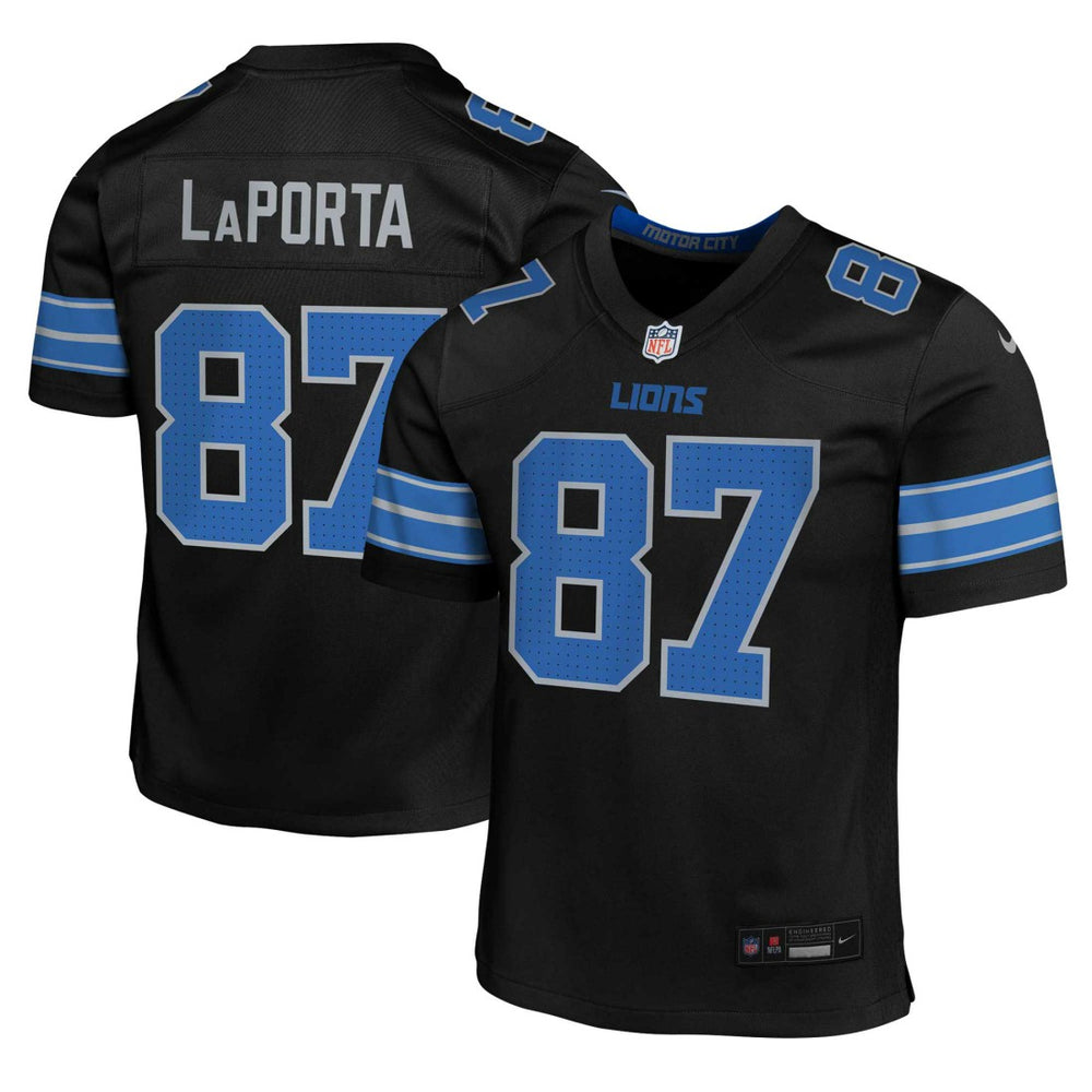 NFL Sam LaPorta Detroit Lions Youth Game Jersey - Black