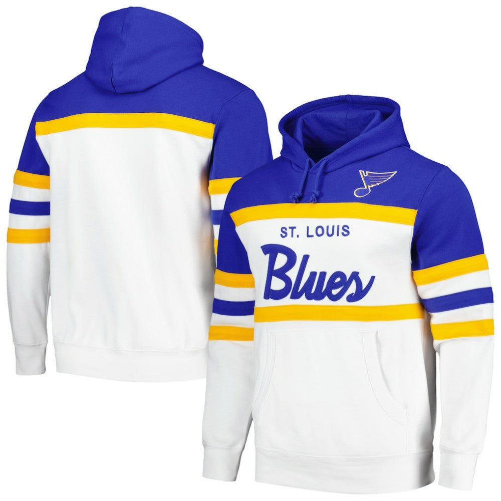 NHL St. Louis Blues Mitchell & Ness Head Coach Pullover Hoodie - White/Blue