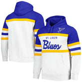 NHL St. Louis Blues Mitchell & Ness Head Coach Pullover Hoodie - White/Blue