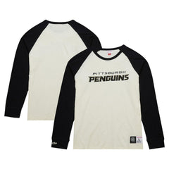NHL Pittsburgh Penguins Mitchell & Ness Legendary Slub Vintage Raglan Long Sleeve T-Shirt - Cream