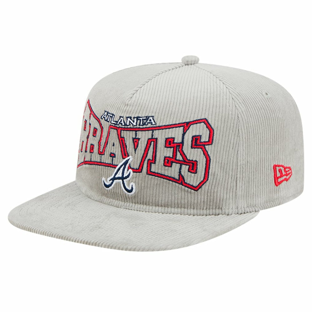 New Era Atlanta Braves Gray Corduroy Golfer Snapback Hat Hats